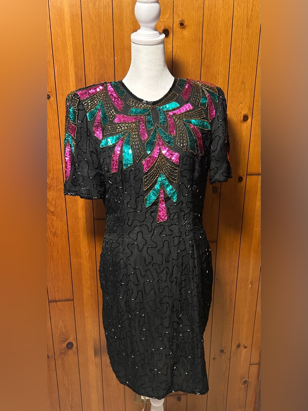 Vintage Stenay Silk Beaded and Sequin Dress size M